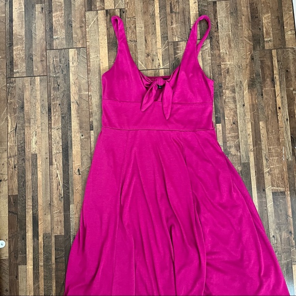 Lulus Haileah Magenta Tie-Front Sleeveless Midi Dress Sz M - Picture 14 of 15